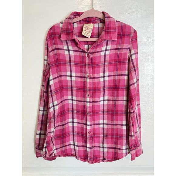 FADED GLORY Girls Long Sleeve Flannel Plaid Button Front Shirt Size XS 4/5 Fall - Picture 1 of 6